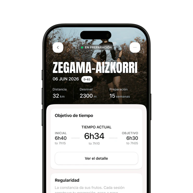 pantalla de la aplicacion campus coach carrera de zegama aizkorri
