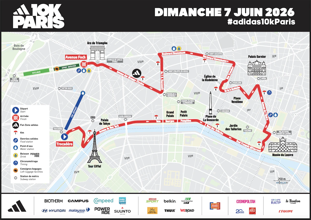 carte du parcours du adidas 10K
