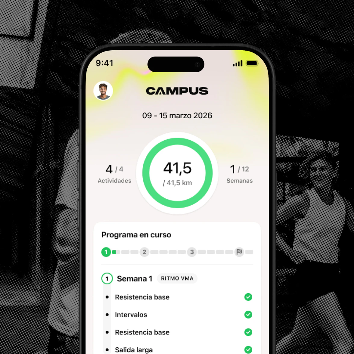 visual pantalla de inicio de la aplicacion campus coach