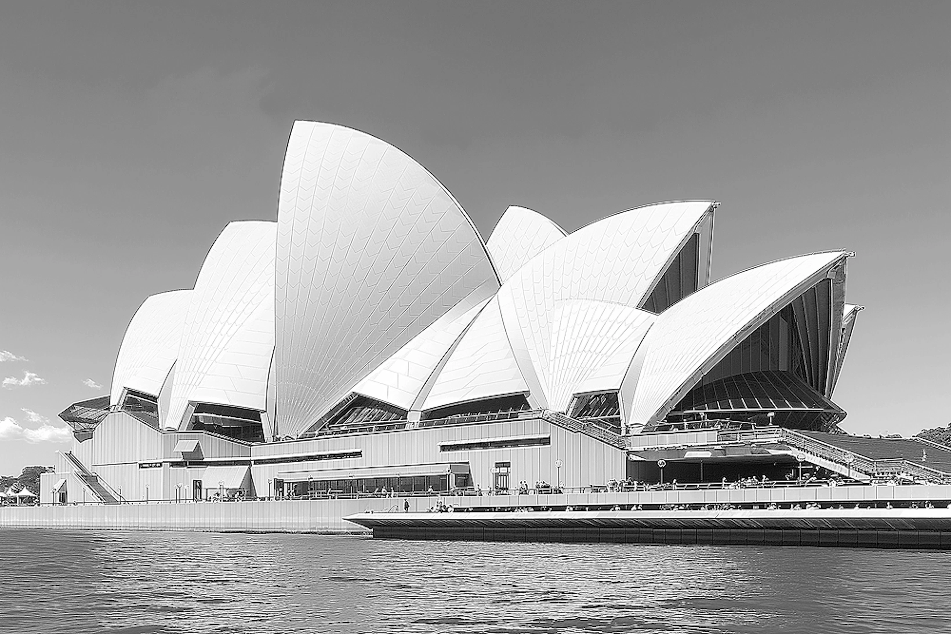 opéra de sydney en noir et blanc