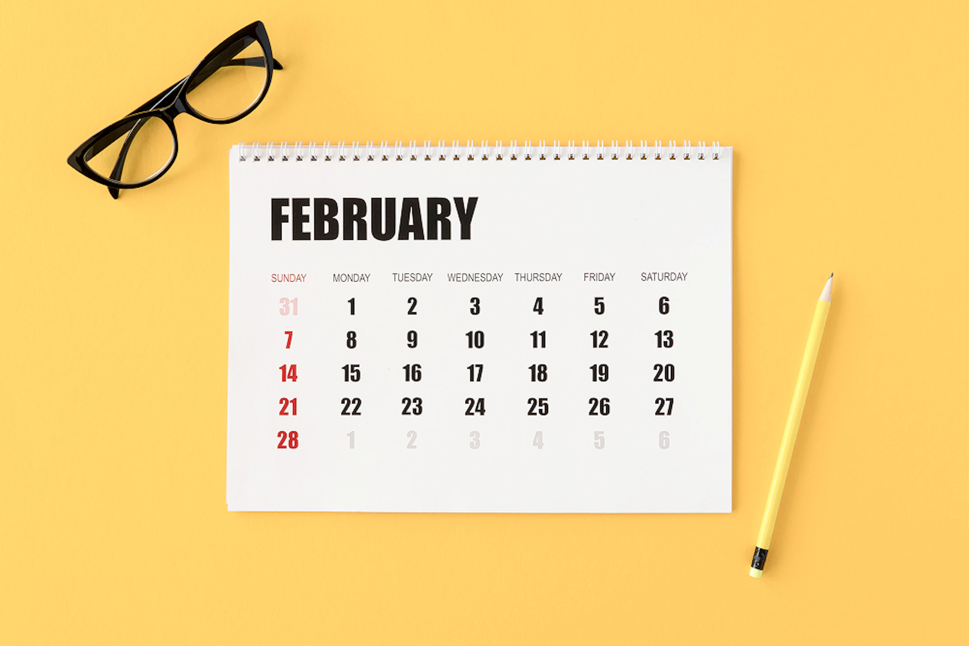 calendrier fevrier jaune