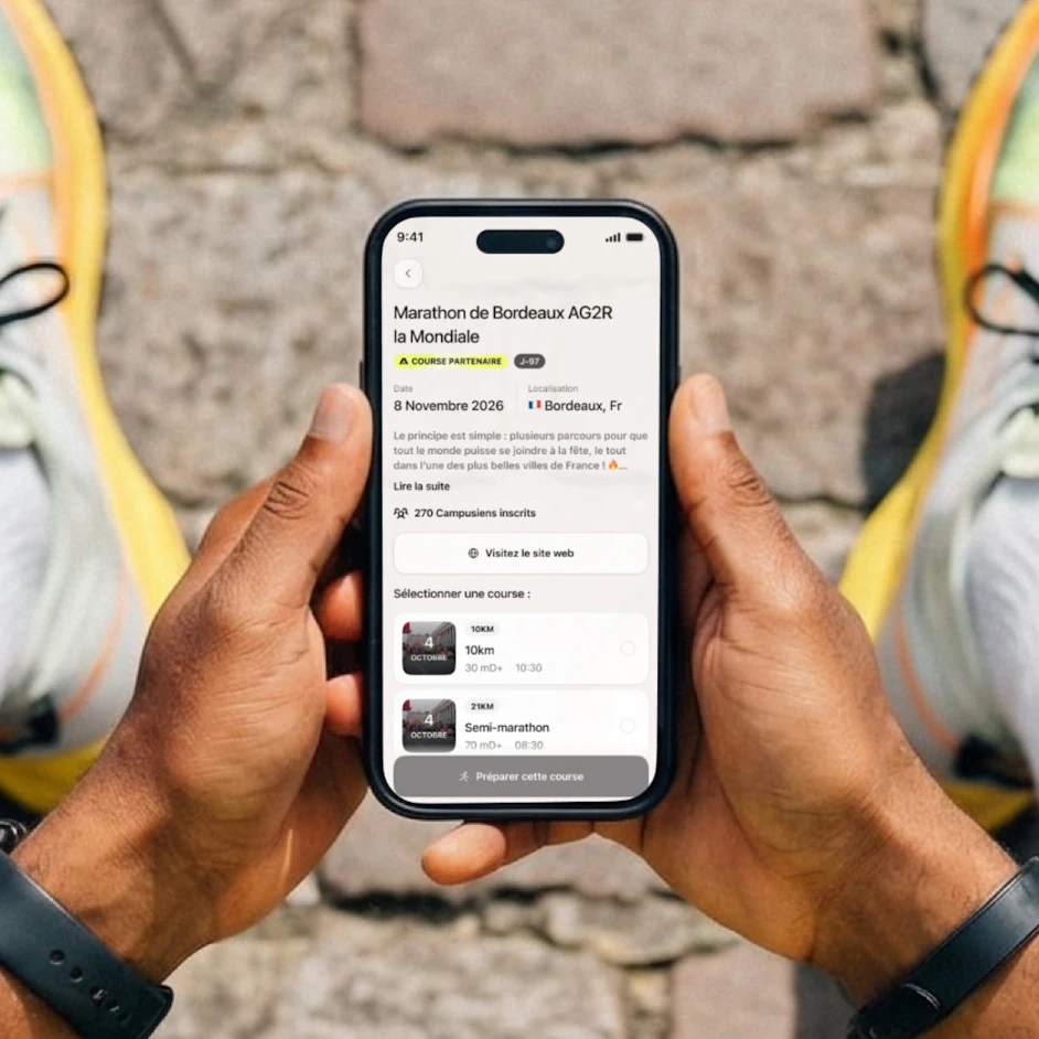 ecran preparation objectif marathon bordeaux application campus coach