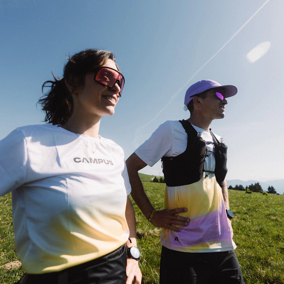 athletes homme et femme trail running