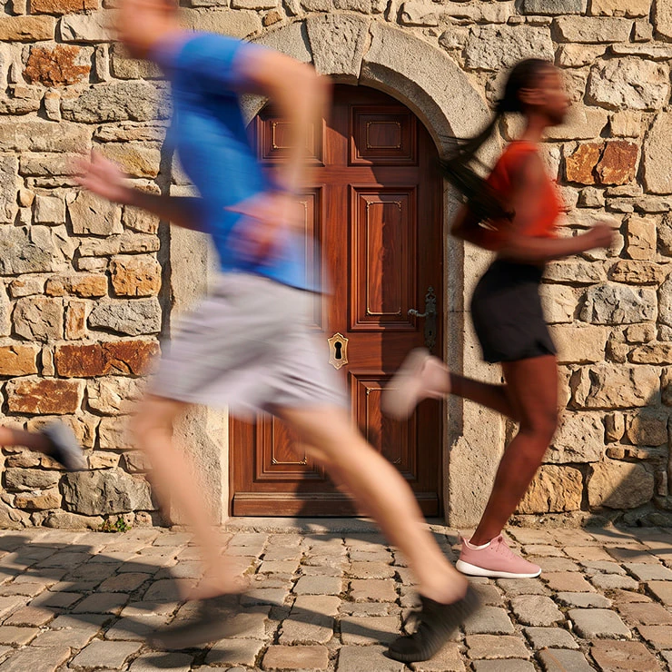 coureurs en action sens inverse