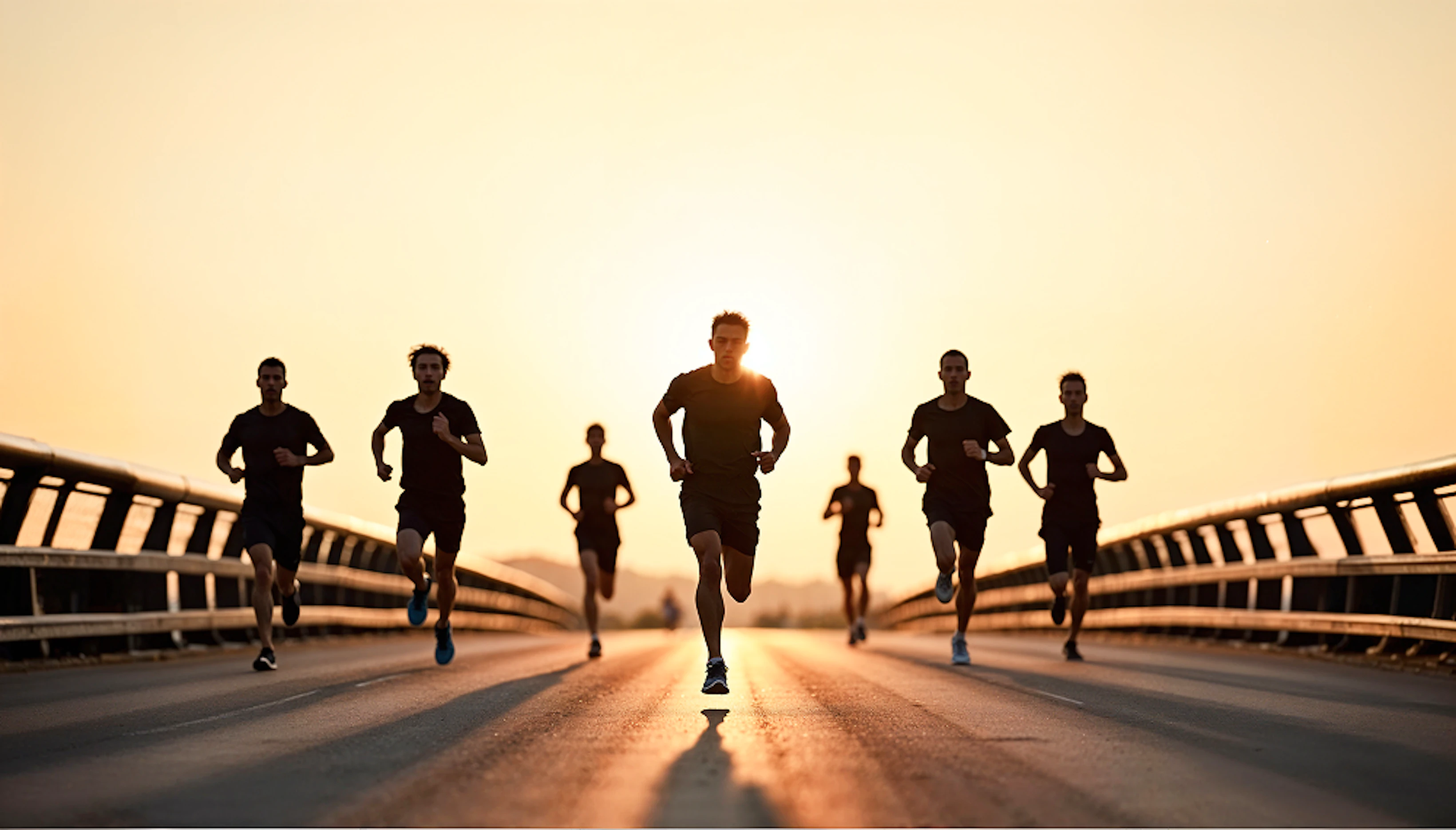 peloton coureurs sunset