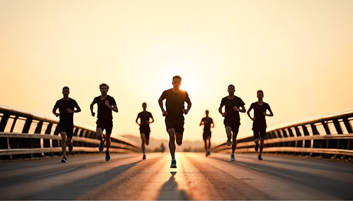 peloton coureurs sunset