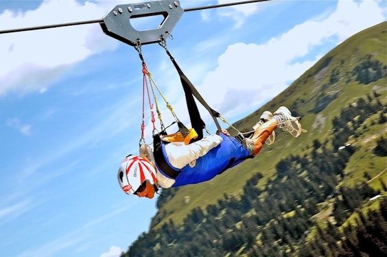 Fantasticable zipline at Châtel in summer, Haute-Savoie - extreme activity