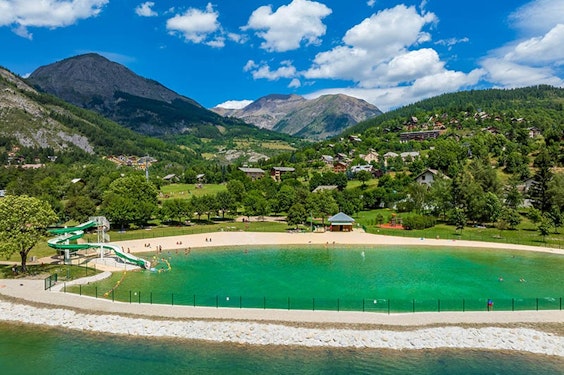 Leisure park and swimming at Val d'Allos in summer, Alpes-de-Haute-Provence