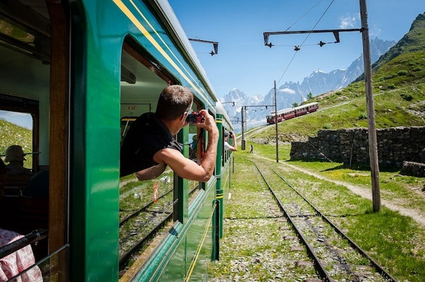 Mont-Blanc Tramway at Chamonix in summer — historic rack railway in Haute-Savoie