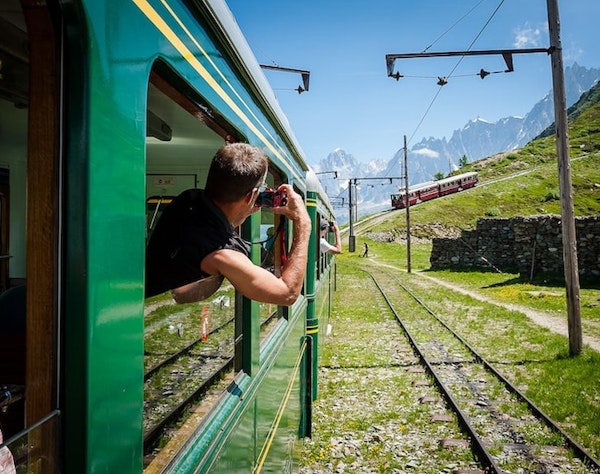 Mont-Blanc Tramway — Chamonix Mont-Blanc Tramway at Chamonix in summer — historic rack railway in Haute-Savoie