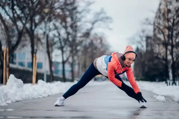 Woman training for winter sports — ski preparation