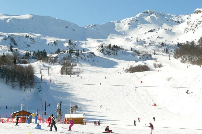 Skier on a snowy slope at Monts d'Olmes, Ariège