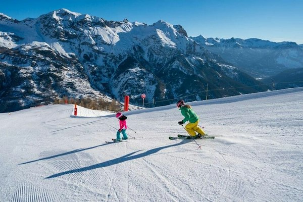 Skier on a run at Pelvoux Vallouise, Hautes-Alpes