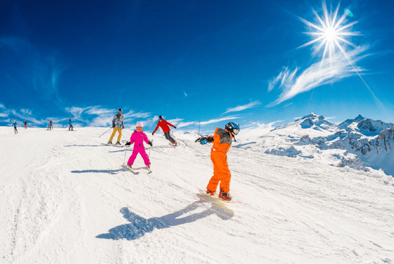 Skier descending the Tignes ski area, Savoie