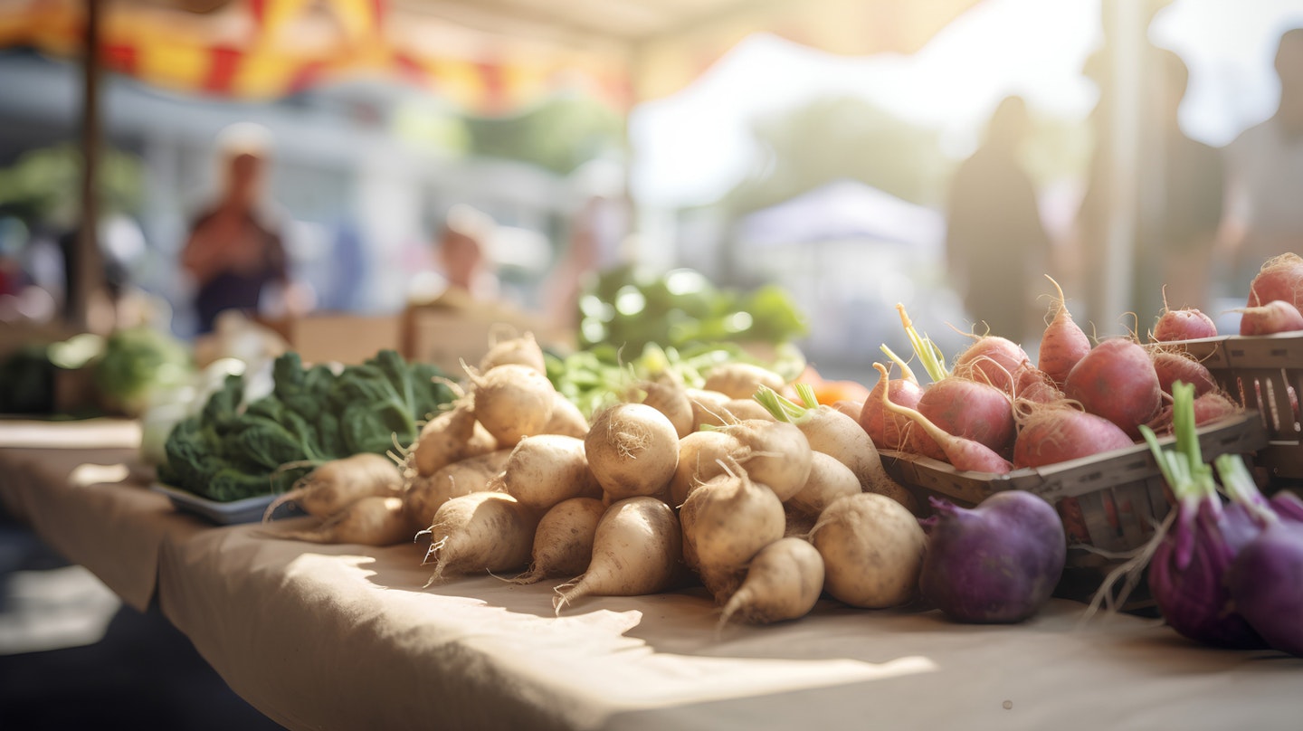 Vitamine udn Mineralstoffe Rüben auf einem Markt