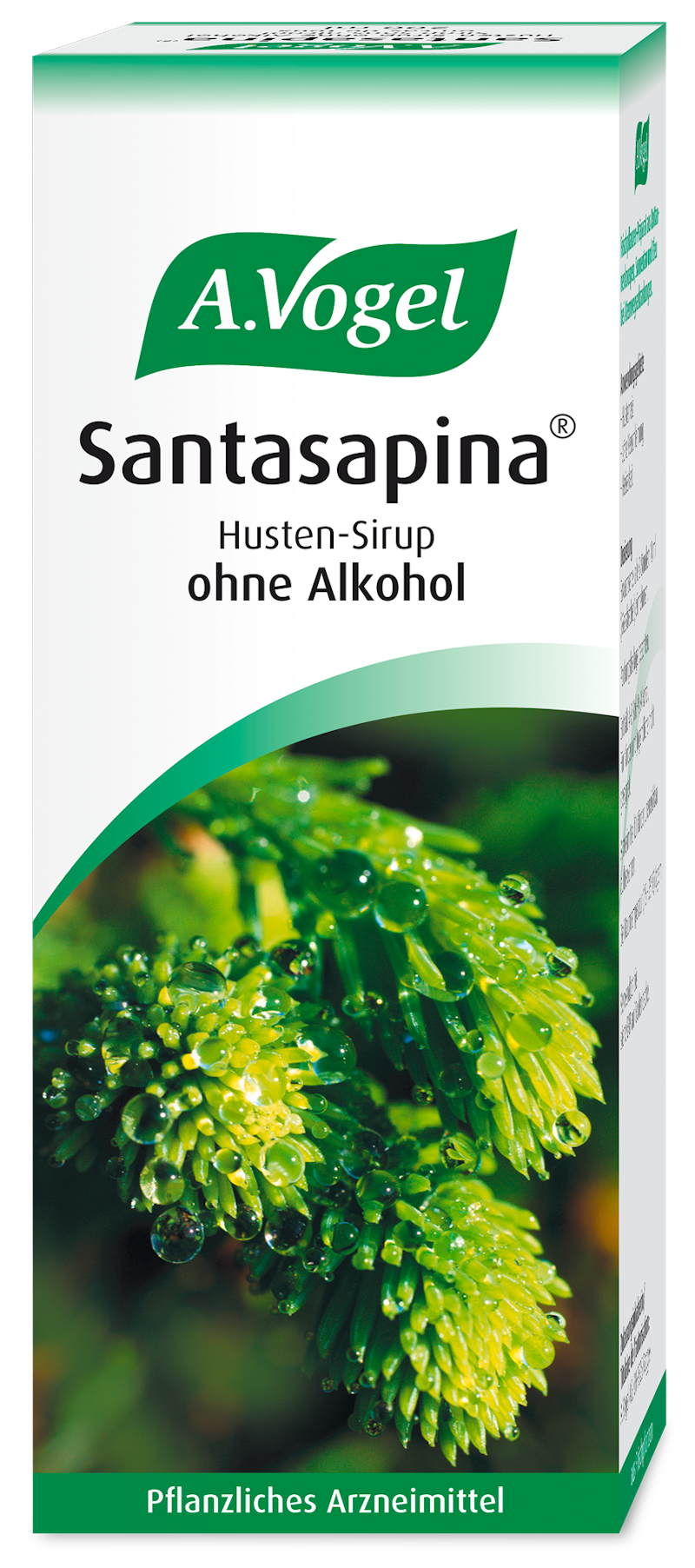 Santasapina® Sirup ohne Alkohol Produktaufnahme von "Santasapina® Sirup ohne Alkohol". Pflanzliches Arzneimittel. Hustensirup mit Extrakt aus frischen Rottannenknospen und Bienenhonig. Bei Erkältungshusten mit zäher Verschleimung.