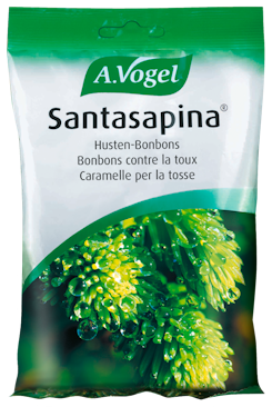 Santasapina® Bonbons, 100 g Beutel, Bonbon à 5.2 g Produktaufnahme von "Santasapina® Bonbons, 100 g Beutel". Frei verkäufliches Arzneimittel mit Fichtenknospen-Extrakt und Honig. Husten-Bonbons mit einzigartigem Flüssigkern, die bei Husten und Heiserkeit helfen.
