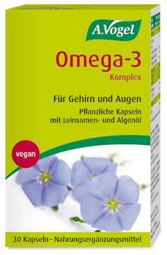 A.Vogel Omega-3 Komplex Produktaufnahme vom "A.Vogel Omega-3 Komplex". A.Vogel Omega-3 Komplex - rein pflanzliche Kapseln mit Leinsamen- und Algenöl. Die natürliche, ganzheitliche Nahrungsergänzung für jeden Tag.