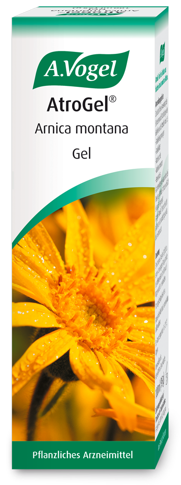 A.Vogel AtroGel® Arnica montana Produktaufnahme von "AtroGel® Arnica montana". Gel aus frischen Arnikablüten bei Muskel- und Gelenkschmerzen, Verspannungen und Hexenschuss. Leicht aufzutragen und praktisch geruchlos.