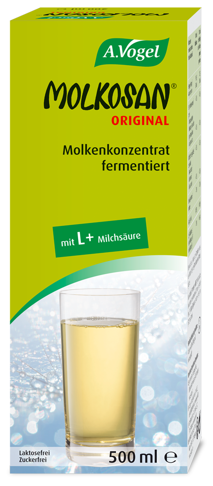 A.Vogel Molkosan ® Original, 500 ml Produktaufnahme von "A.Vogel Molkosan ® Original". Fermentiertes Molkenkonzentrat mit L+ Milchsäure. Calcium trägt zur normalen Funktion von Verdauungsenzymen bei. Für Ihr tägliches Wohlbefinden.