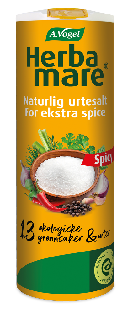 Herbamare ® Spicy Produktaufnahme von "A.Vogel Herbamare ® Spicy". Pikantes Meersalz mit 15 erntefrischen Bio-Kräutern, Gemüse und Chili aus kontrolliert biologischem Anbau. Für alle, die es gerne scharf mögen.