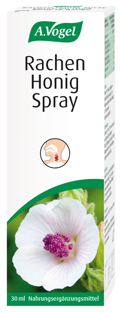 A.Vogel Rachen-Honig-Spray Produktaufnahme von "A.Vogel Rachen-Honig-Spray ". Wohltuender Honig-Spray für Rachen und Hals. Praktisch für unterwegs, am Arbeitsplatz oder auf Reisen – angenehm und pflegend bei Halsbeschwerden.