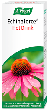 Echinaforce® Hot Drink, Konzentrat Produktaufnahme von "A.Vogel Echinaforce® Hot Drink, Konzentrat". Pflanzliches Arzneimittel aus frischem Rotem Sonnenhut. Zur kurzfristigen Behandlung von Erkältungskrankheiten und Unterstützung des Heilungsprozesses.