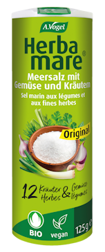 A.Vogel Herbamare ® Original Produktaufnahme von "A.Vogel Herbamare ® Original". Meersalz mit 12 erntefrischen Bio-Kräutern und Gemüse aus kontrolliert biologischem Anbau. Frisch verarbeitet und aromaschonend getrocknet.