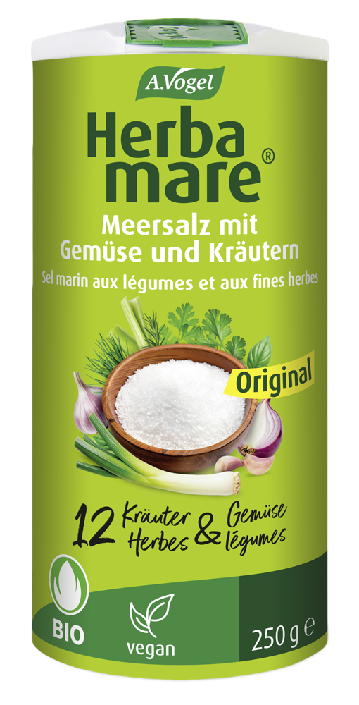 A.Vogel Herbamare ® Original Produktaufnahme von "A.Vogel Herbamare ® Original". Meersalz mit 12 erntefrischen Bio-Kräutern und Gemüse aus kontrolliert biologischem Anbau. Frisch verarbeitet und aromaschonend getrocknet.