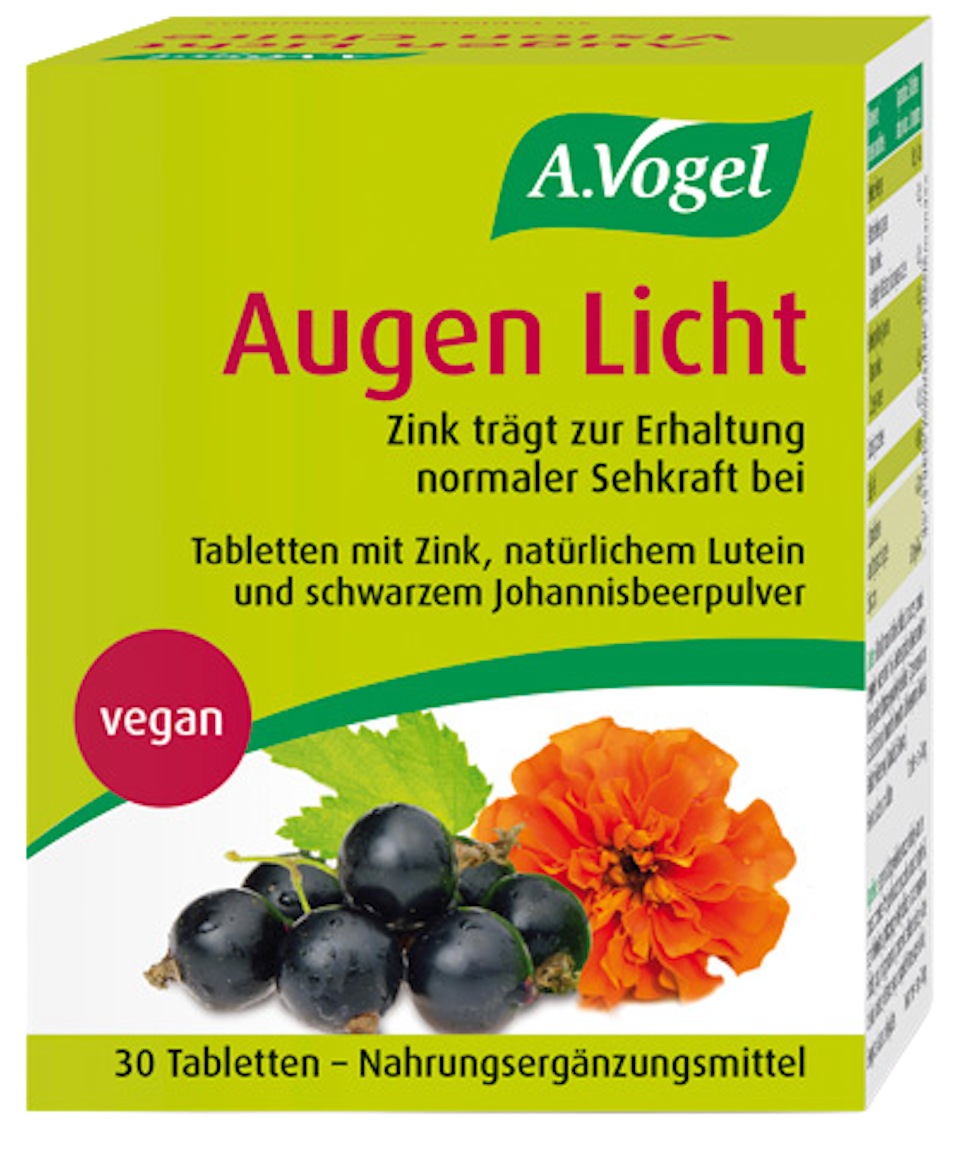 Produktaufnahme von "A.Vogel Augen Licht". 30 Tabletten.