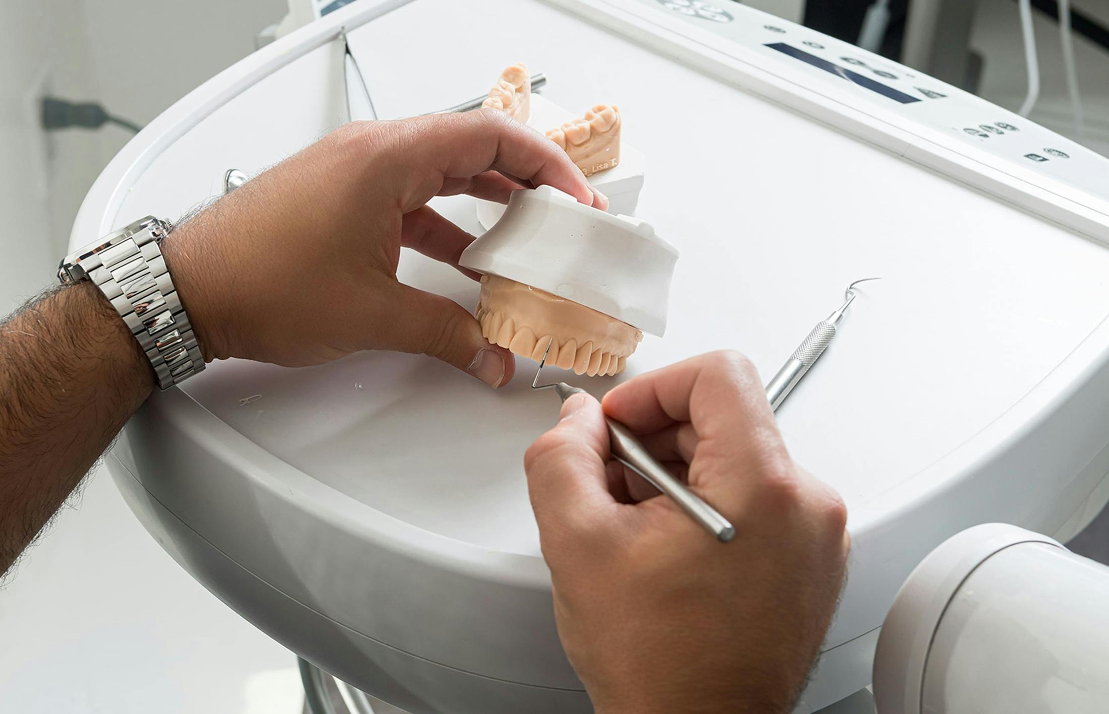 A dentist working on teeth