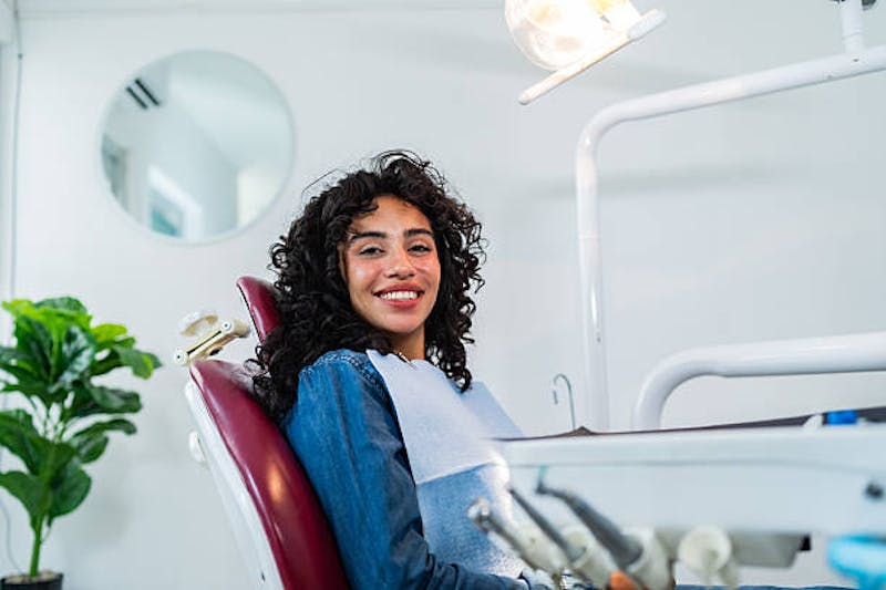 Woman Smiling at the Dentist