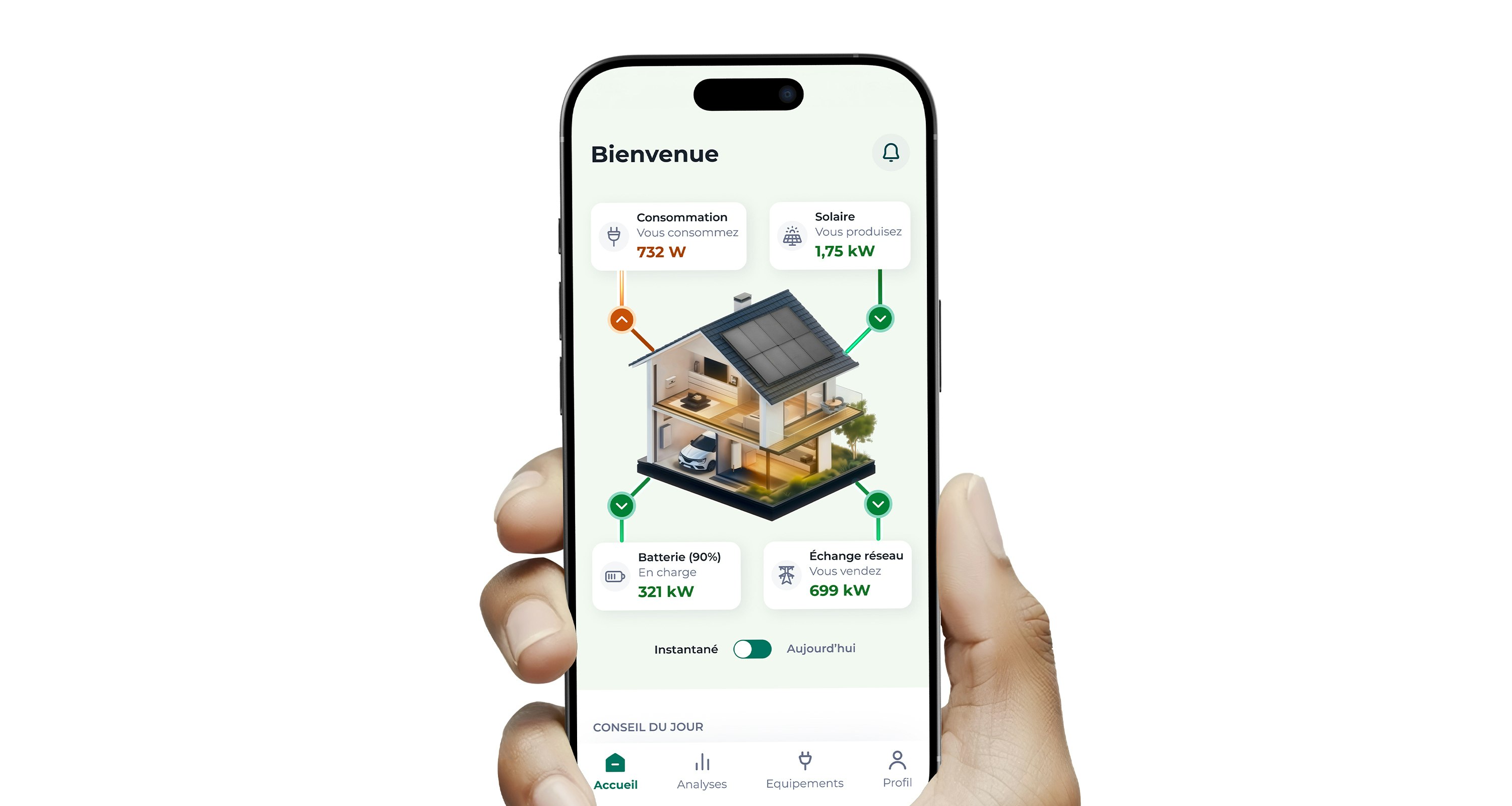 Application panneau solaire gestionnaire energie
