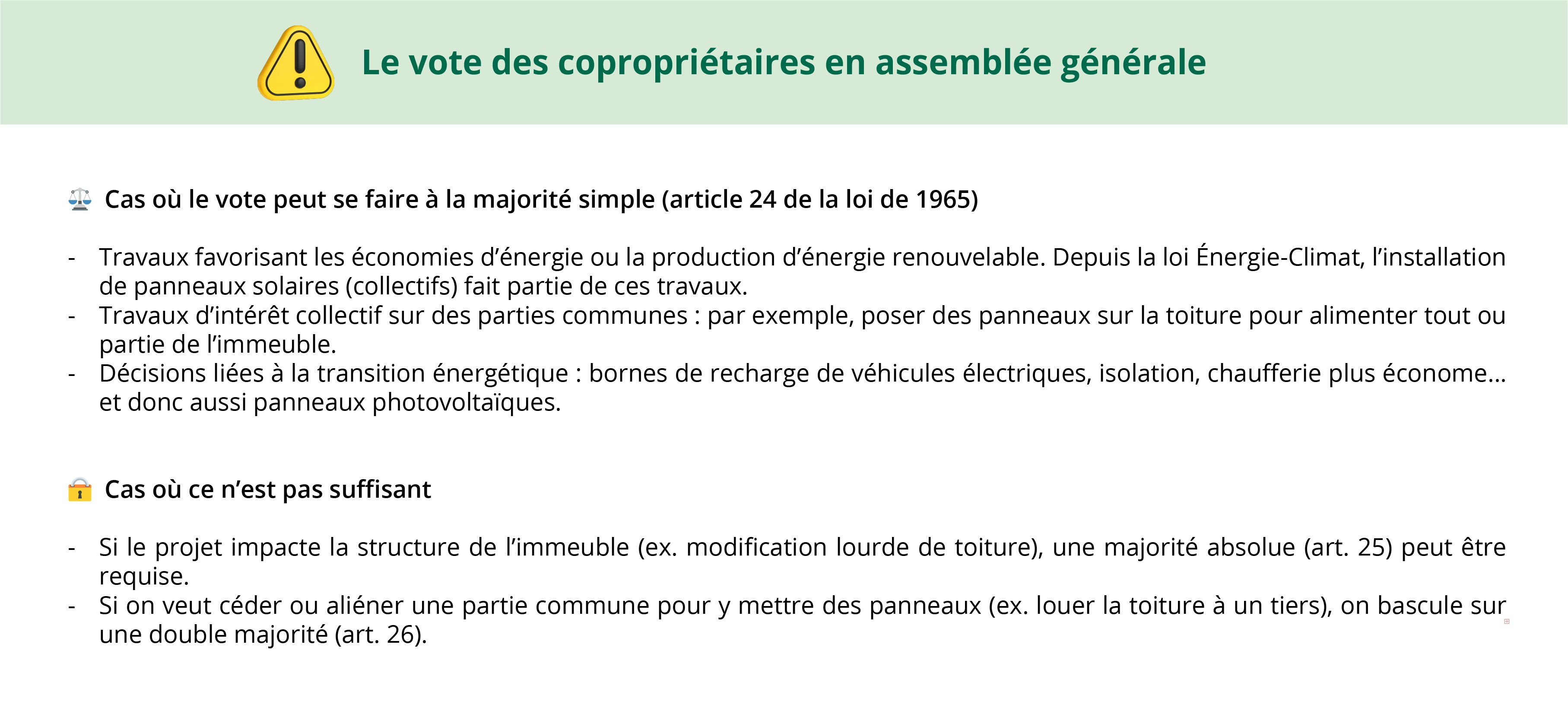 information vote panneau solaire copropriete