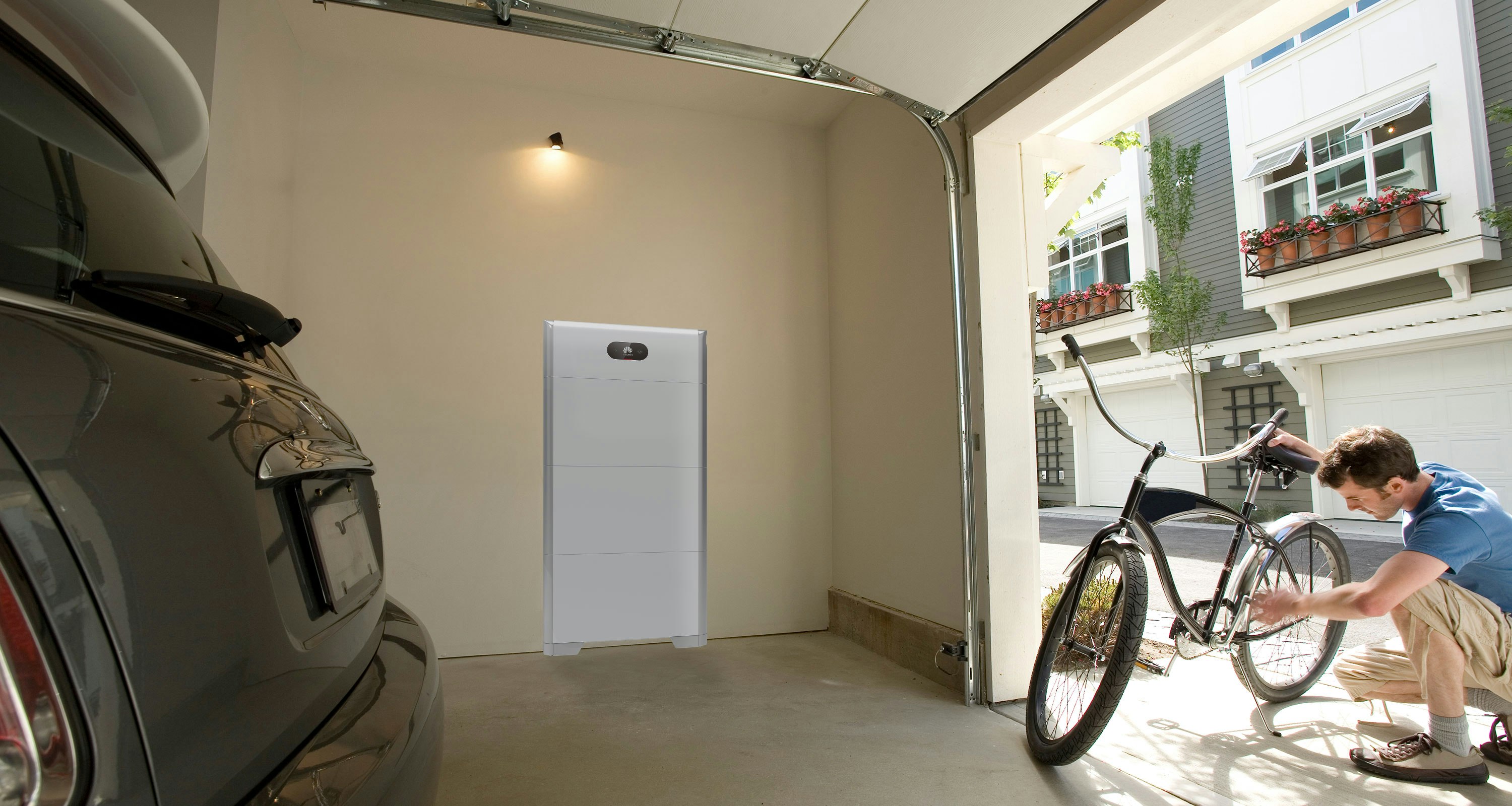 batterie de stockage dans un garage