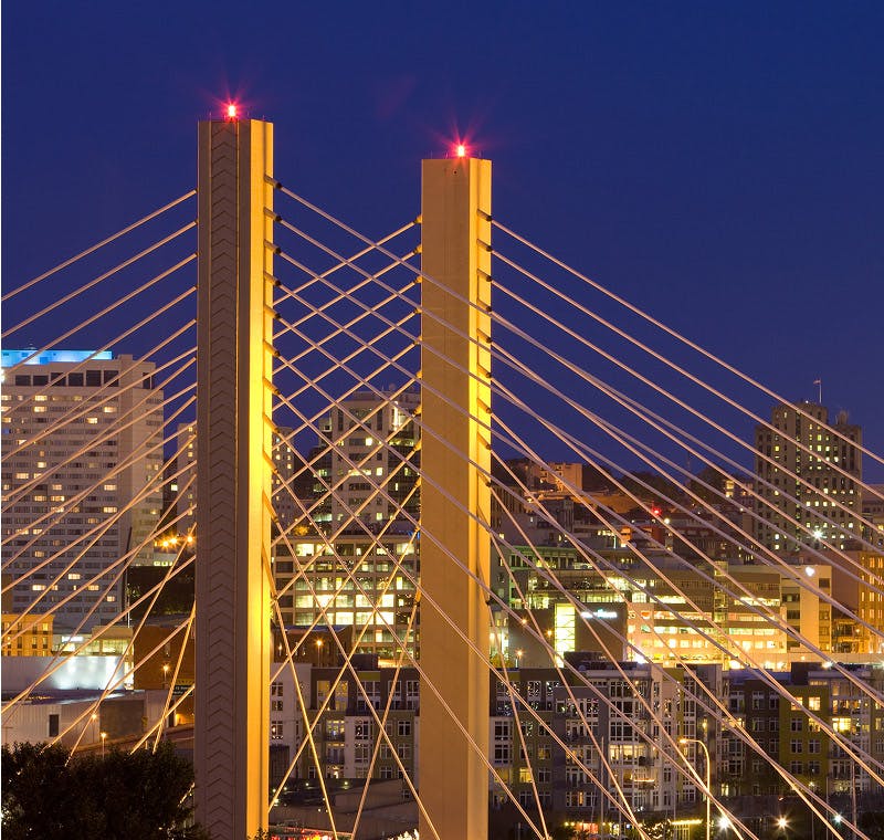 bridge pillars at night