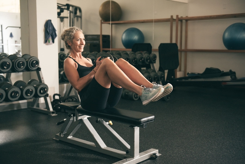 woman at a gym working out