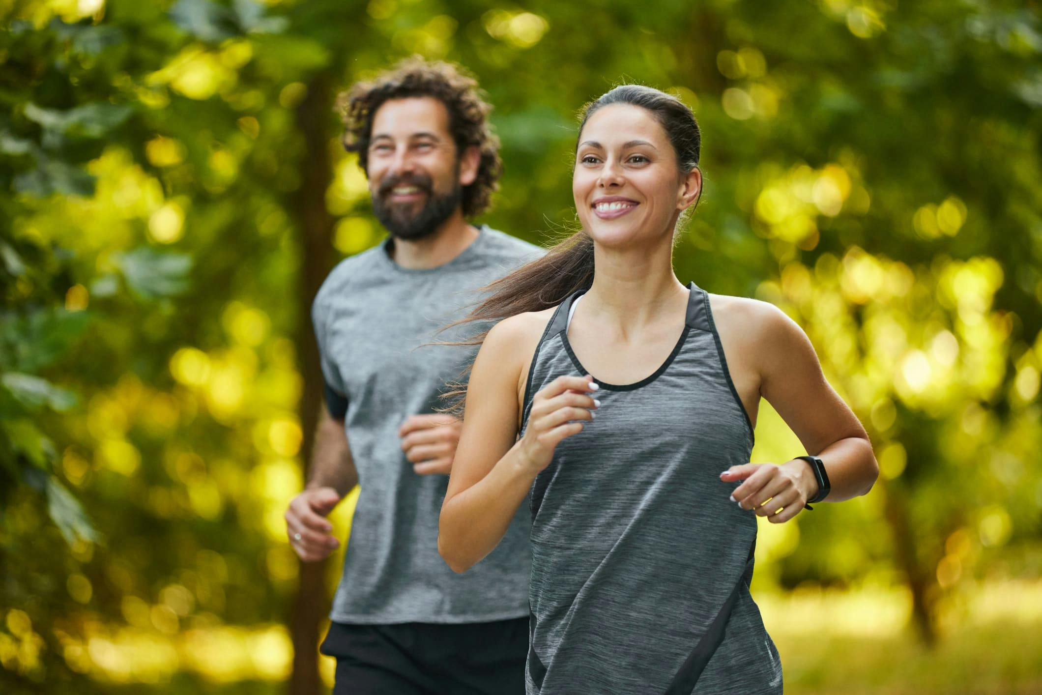 man and woman on a jog together
