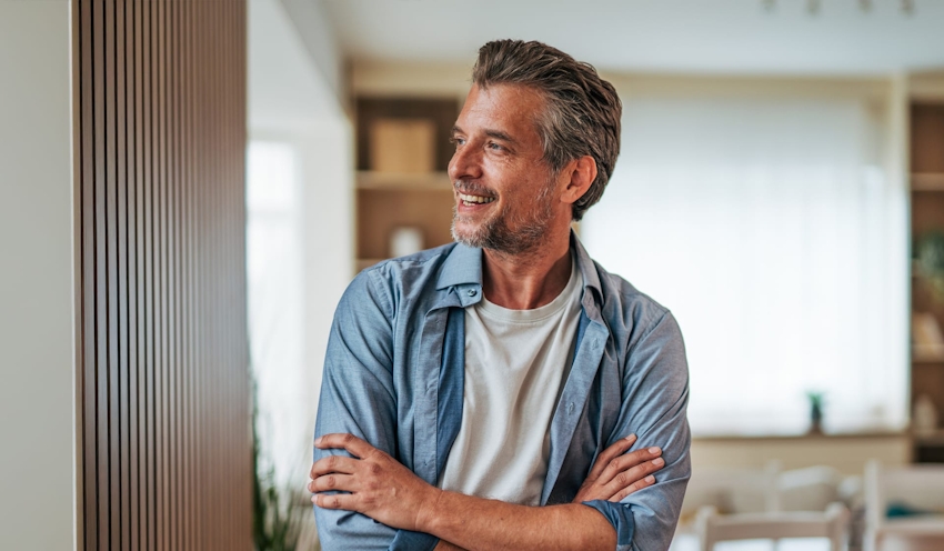 man in a denim long sleeve