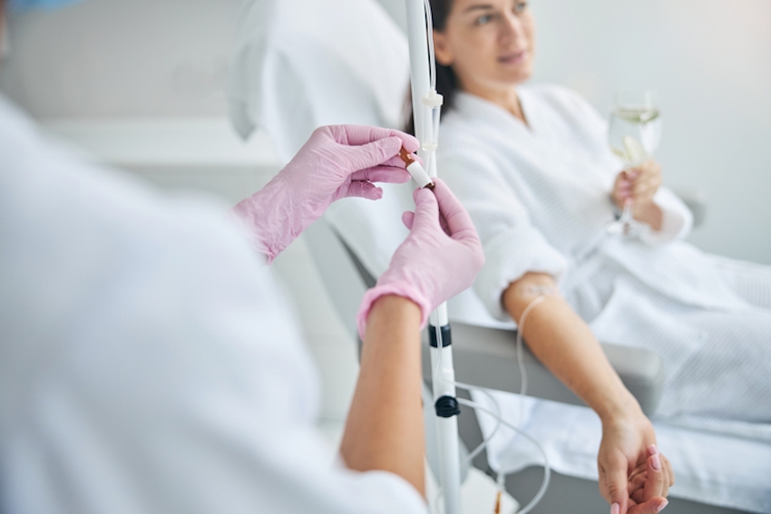 woman getting an IV