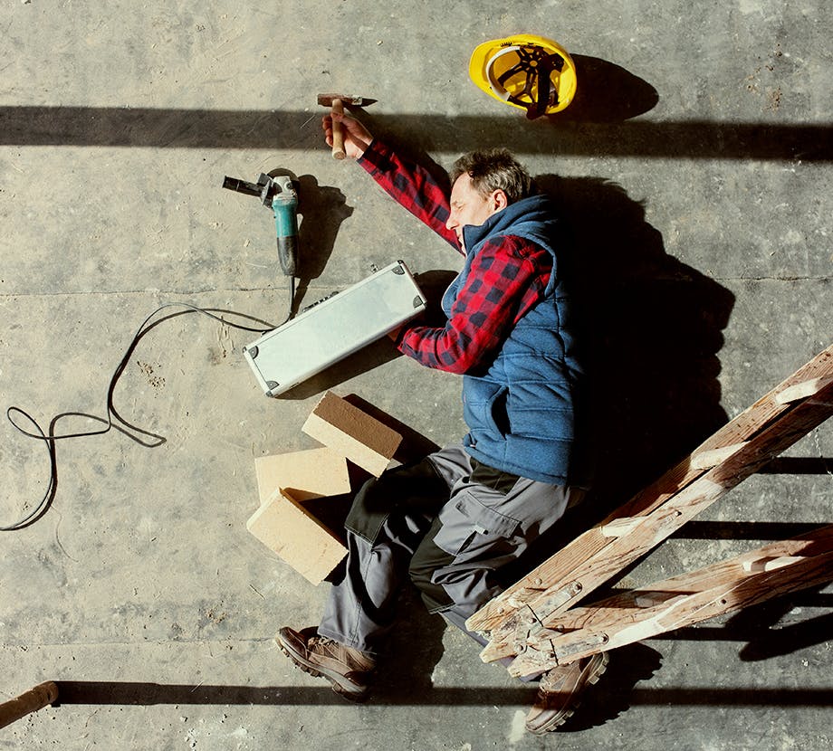 A worker that fell off of a ladder at work.