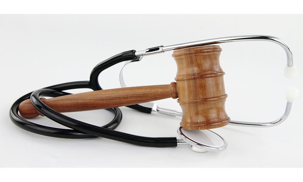 Stethoscope and a gavel