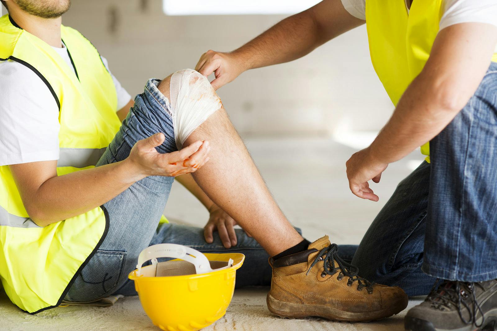 Construction Worker With A Injured Knee