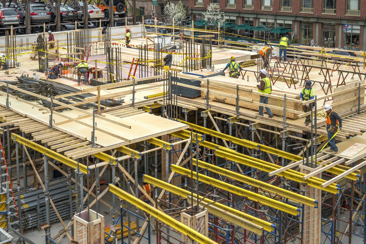 Construction site with workers