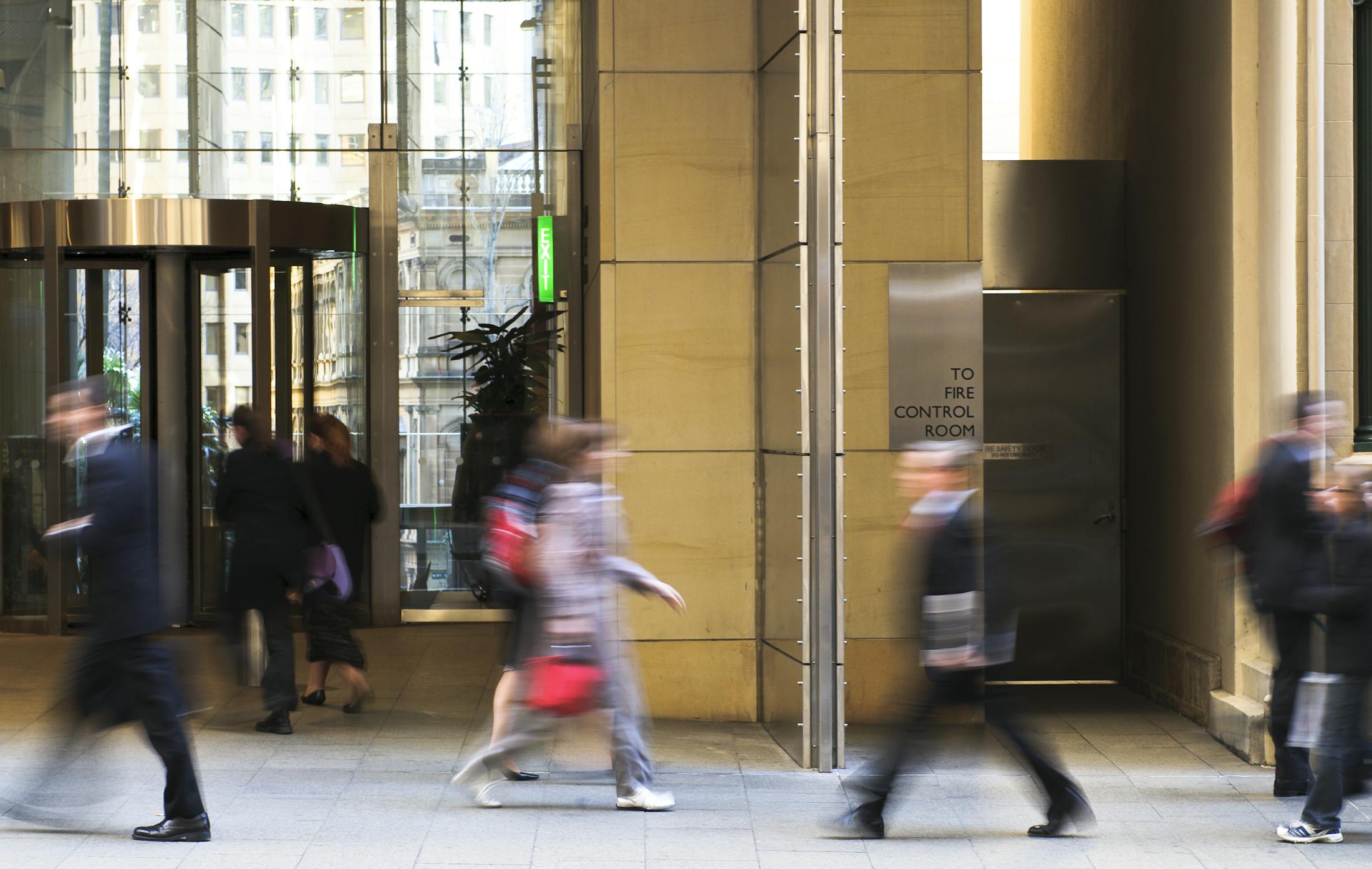 People walking on the sidewalk