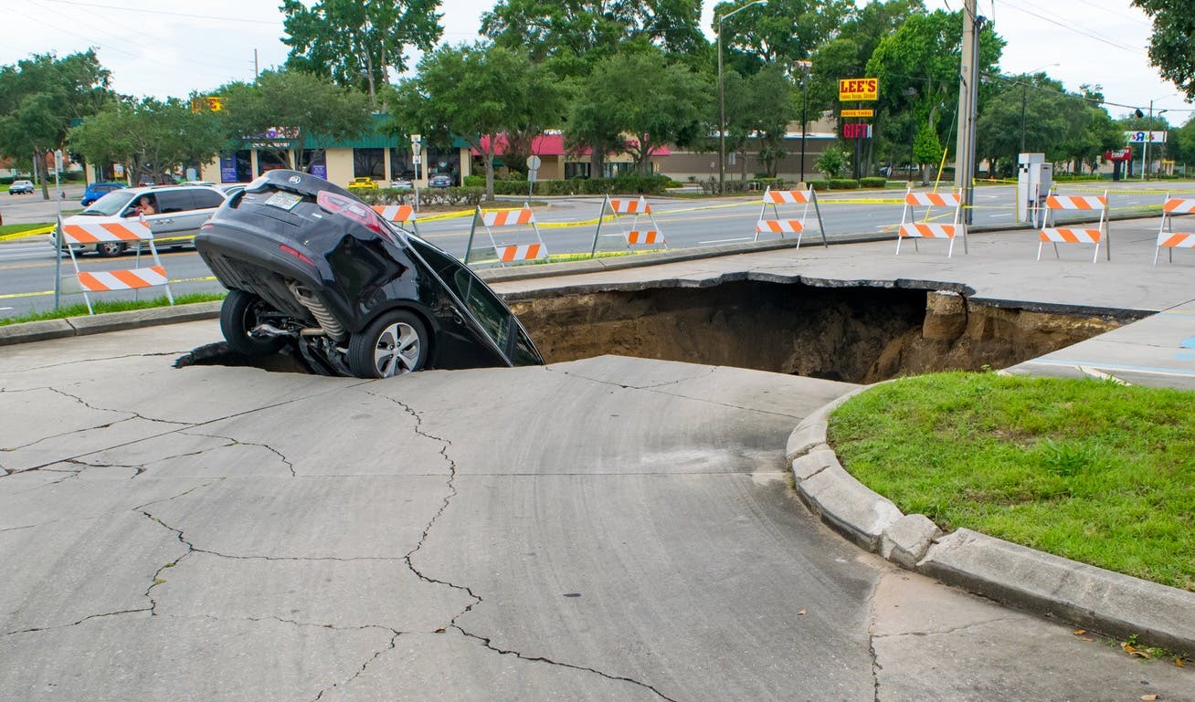 Car in sinkhole