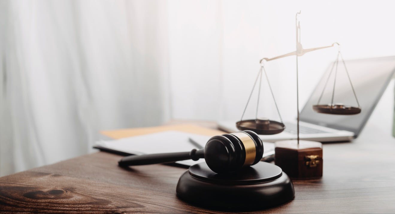 Gavel on a lawyer's desk