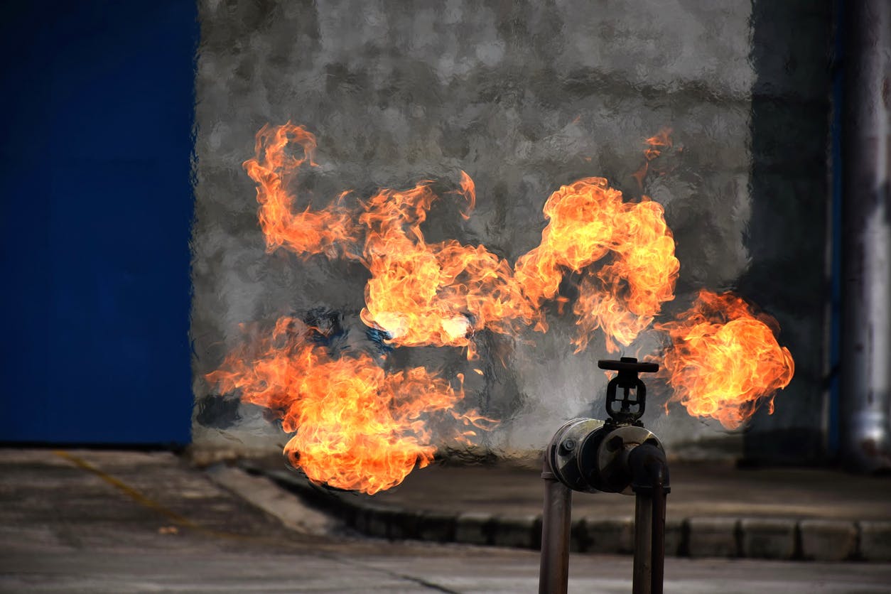 Gas explosion and fire from pipe burst