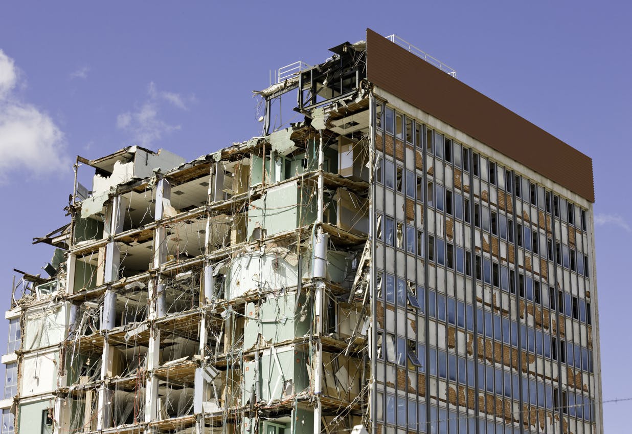 Remnants of a collapsed building