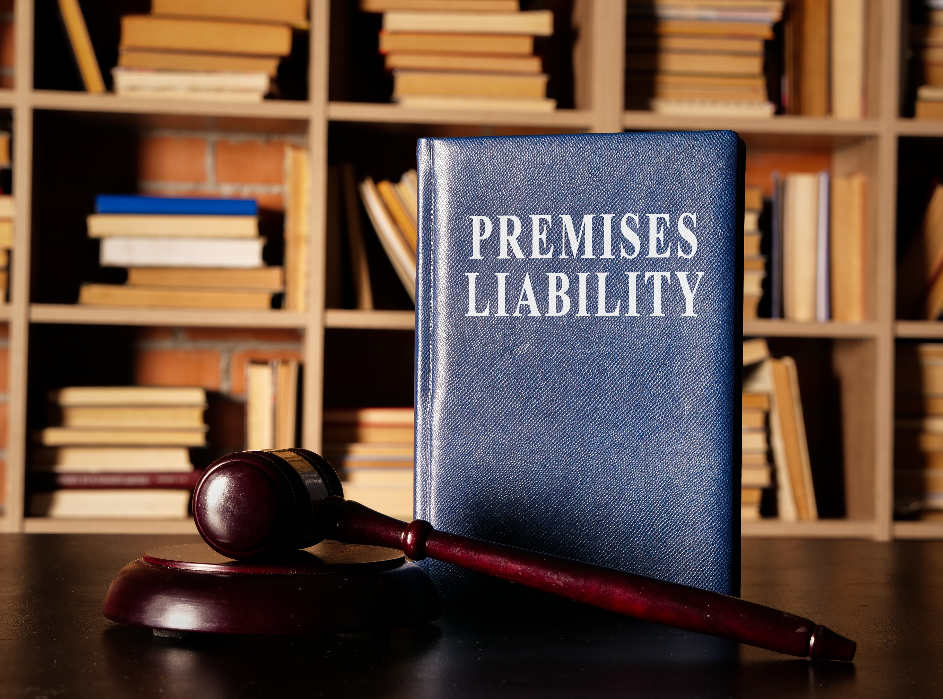 premises liability book placed next to gavel